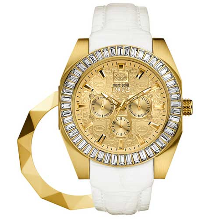 Marc Ecko THE SHADY, White Croco Leather Strap