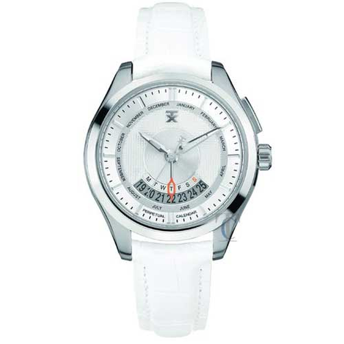 Tx Perpetual Weekly Calendar White Leather Strap